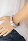 Urban Wildlife - Brass - Silver Metallic Python-Like Pattern Oversized Thick Bangle Bracelet