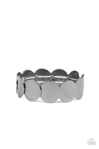 Industrial Influencer - Black/Gunmetal Overlapping Discs Stretchy Bracelet