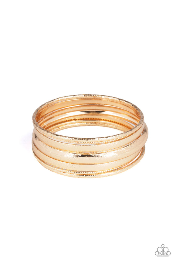 Basic Bauble - Gold Hammered Bangle Bracelet