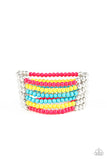 Layer It on Thick - Multi Beads Silver Beads Stretchy Bracelet