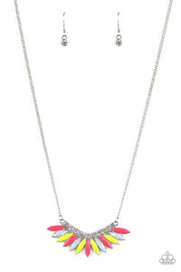 Extra Extravaganza - Multi - Pink Neon Opalescent Crystal-Like Beads Short Necklace