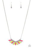 Extra Extravaganza - Multi - Pink Neon Opalescent Crystal-Like Beads Short Necklace