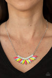 Extra Extravaganza - Multi - Pink Neon Opalescent Crystal-Like Beads Short Necklace