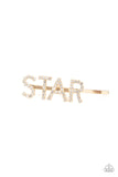 Star In Your Own Show - White - Gold Rhinestones Letters Spell "STAR" Hair Clip