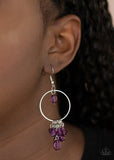 Where the Sky Touches the Sea - Multi - Purple Glassy Crystal-Like Beads Silver Dainty Hoop Fishhook Earrings