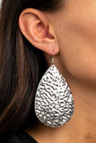 Metallic Mirrors - Silver Hammered Teardrop Fishhook Earrings