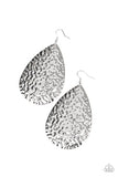 Metallic Mirrors - Silver Hammered Teardrop Fishhook Earrings