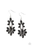 Cactus Cruise - White - Black Stones Link into a Floral Pattern Fishhook Earrings