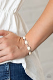 Nice Stonework - White Stone Beaded Frames Clasp Bracelet