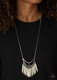 Stone Age A-Lister - White - Black Stone Tusk-Like Bars Long Necklace