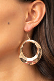 Fiercely Faceted - Gold - Black/Gunmetal Beveled Hoop Fishhook Earrings