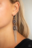 Medallion Mecca - White Rhinestones Silver Floral Frames Silver chain Fishhook Earrings