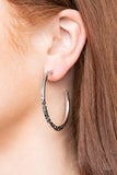 Imprinted Intensity - Brass - Silver Hammered Hoop Earring