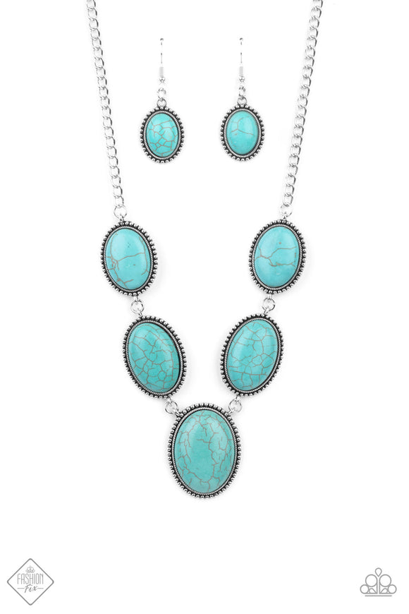 River Valley Radiance - Blue/turquoise - White Oversized Stones Short Necklace Fashion Fix Necklace Dec. 2020