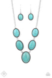 River Valley Radiance - Blue/turquoise - White Oversized Stones Short Necklace Fashion Fix Necklace Dec. 2020