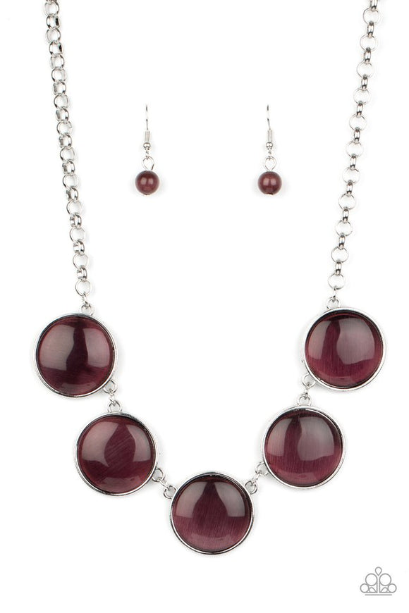 Ethereal Escape - Purple Cat's Eye Stones Short Necklace