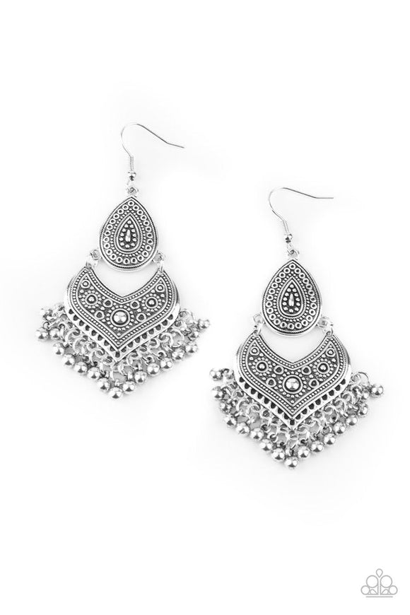 Music To My Ears - Silver Teardrop Dainy Silver Beads Fishhook Earrings