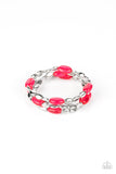 Sorry to Burst Your Bauble - Red - Orange - Pink Glassy Samba Beads Stretchy Bracelet