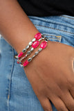 Sorry to Burst Your Bauble - Red - Orange - Pink Glassy Samba Beads Stretchy Bracelet