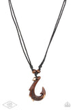 Off the Hook - Brown Hook Black Twine Urban Necklace LOP Necklace 2021