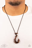 Off the Hook - Brown Hook Black Twine Urban Necklace LOP Necklace 2021