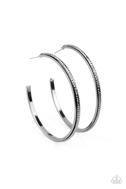 Sultry Shimmer - Black/Gunmetal Hoop Earrings