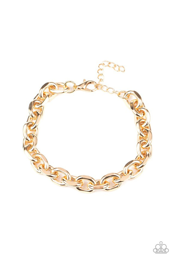 Titanium Titan - Gold Oversized Oval Links Urban Clasp Bracelet