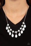 Lady of the Powerhouse - White Oval Beads Short Necklace