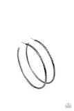 Voluptuous Volume - Silver - Black/Gunmetal Hoop Earrings