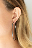 Voluptuous Volume - Silver - Black/Gunmetal Hoop Earrings