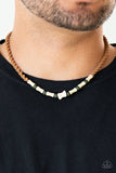 Beach Shark - Green Olive and Ivory-Like Beads Braided in Twine-Like cording Urban Short Necklace