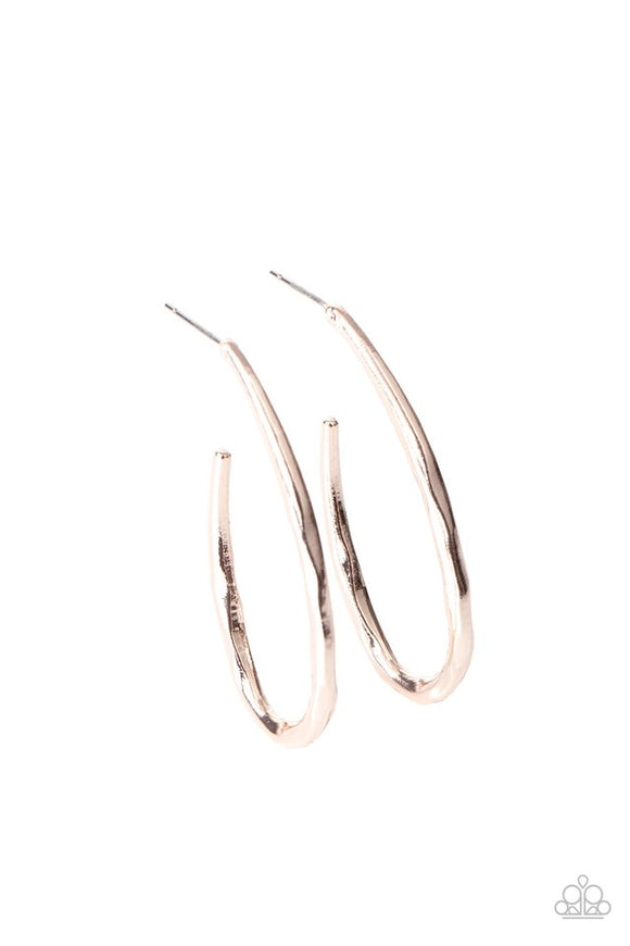 Totally Hooked - Rose Gold Hammered Hoop Earrings