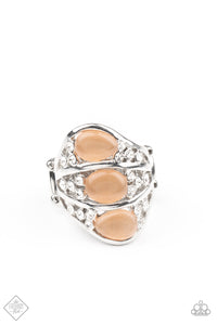 Underrated Shimmer - Orange Trio Cat's Eye Stones Wide Band Ring Fashion Fix Ring