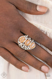 Underrated Shimmer - Orange Trio Cat's Eye Stones Wide Band Ring Fashion Fix Ring