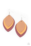 Light As A LEATHER - Multi - Red Leather Fishhook Earrings