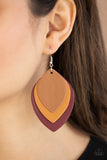 Light As A LEATHER - Multi - Red Leather Fishhook Earrings