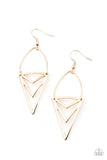 Proceed with Caution - Black/Gunmetal - Gold Wire Attached to Triangular Frame Fishhook Earrings