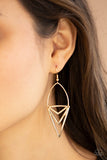 Proceed with Caution - Black/Gunmetal - Gold Wire Attached to Triangular Frame Fishhook Earrings