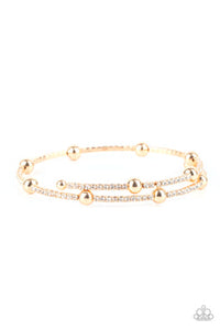 Standout Shine - Gold Beads Coil Wrap Bracelet