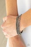 That's a Smash - Black/Gunmetal Box Chains White Rhinestones Clasp Bracelet