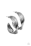 Curves In All the Right Places - Silver - Black/Gunmetal Hoops Twists at Center Hoop Earrings