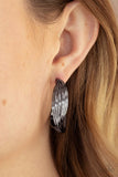 Curves In All the Right Places - Silver - Black/Gunmetal Hoops Twists at Center Hoop Earrings