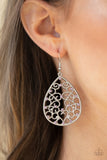 Midnight Carriage - Purple Dainty Rhinestones Silver Filigree Vines Fishhook Earrings