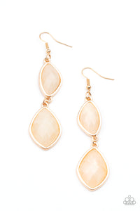 The Oracle Has Spoken - Gold Frames Cloudy Faux Stone Beads Fishhook Earrings