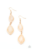 The Oracle Has Spoken - Gold Frames Cloudy Faux Stone Beads Fishhook Earrings