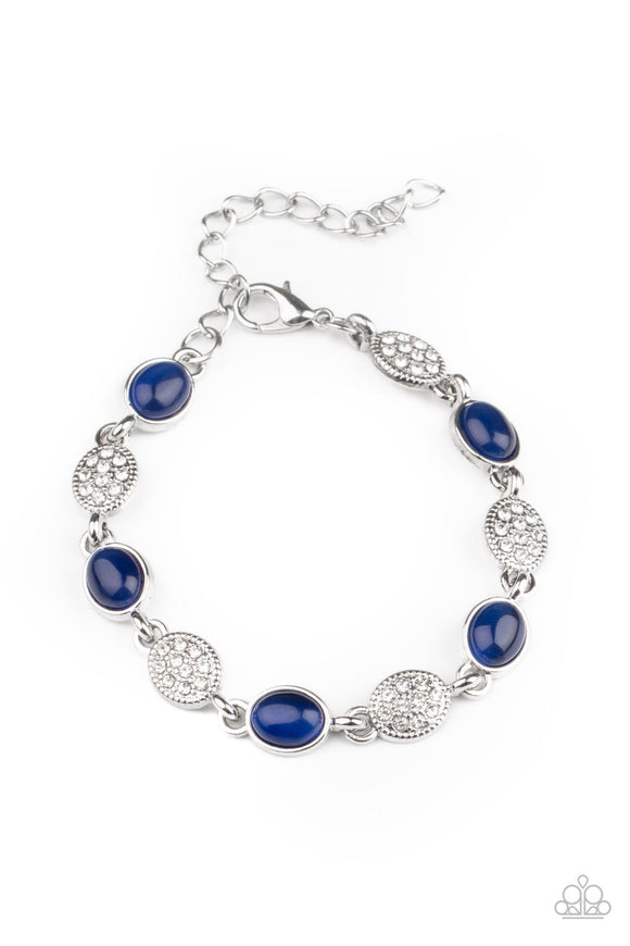 Stop and Glow - Blue Cat's Eye Encrusted Frames Clasp Bracelet