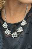 Heiress of Them All - White Pearls and White Rhinestones Short Necklace