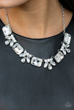 Long Live Sparkle - White Oversized Gems and Clusters of Rhinestones Short Necklace