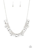 Long Live Sparkle - White Oversized Gems and Clusters of Rhinestones Short Necklace