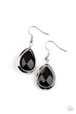 Drop Dead Duchess - Black Rhinestone Gem Fishhook Earrings